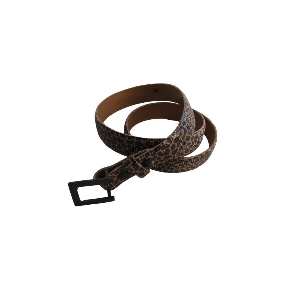 *Elaine Coyne Vintage Brown Belt Animal Print Patent Fine Leather Buckle Size M